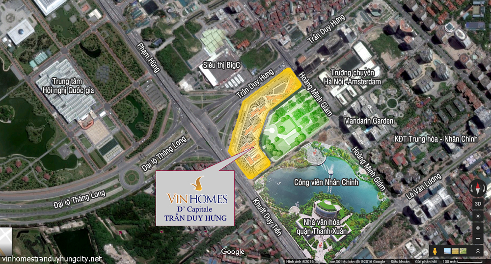 Vị trí tâm điểm kết nối quận Thanh Xuân dự án Vinhomes D’Capitale Trần Duy Hưng